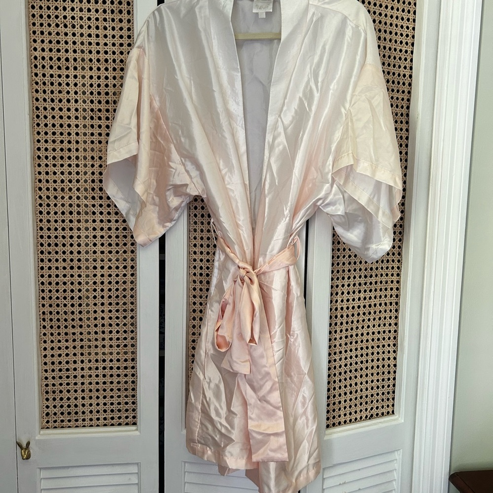 Plum Pretty Sugar Cream Satin Robe with Flowing Sleeves